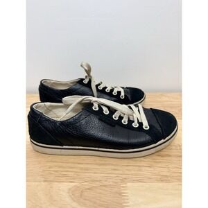 Crocs Hover Lace Up Black Pebbled Leather Sneakers Women's Size 8 Suede Toe #10